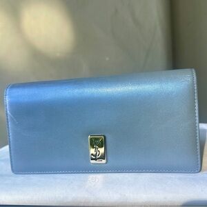 YVES SAINT LAURENT Blue Leather Long Wallet